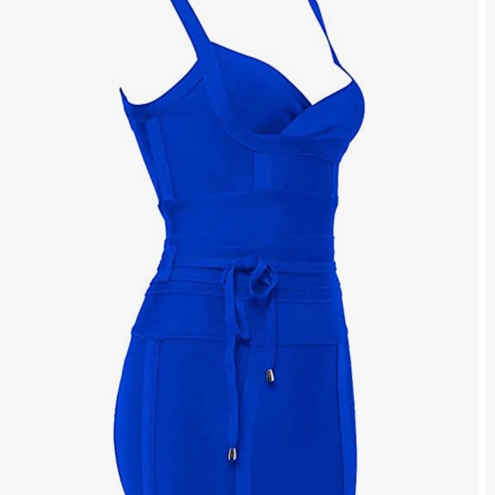 Size small Bandage Bodycon Blue midi dress - Picture 2 of 8